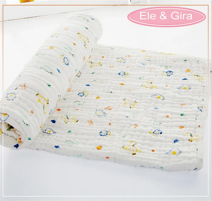 Детские пеленки 110*110 см, хлопок, 6 слоев, одеяло для новорожденных, мягкие, для ванной - Цвет: Elephant and Giraffe