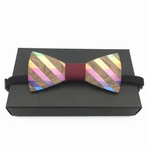 Новинка года классический Формальные полые крылья радуги деревянный лук галстуки для мужчин Нарядные Костюмы для свадьбы Деревянный Бабочка-бабочка Форма Bowknots S