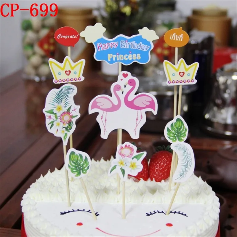 1Set Happy Birthday Cake Toppers Princess Super Wings Kids Favors Cartoon Cake Flags Wedding Cupcake Decor Baby Shower Party - Цвет: CP-699