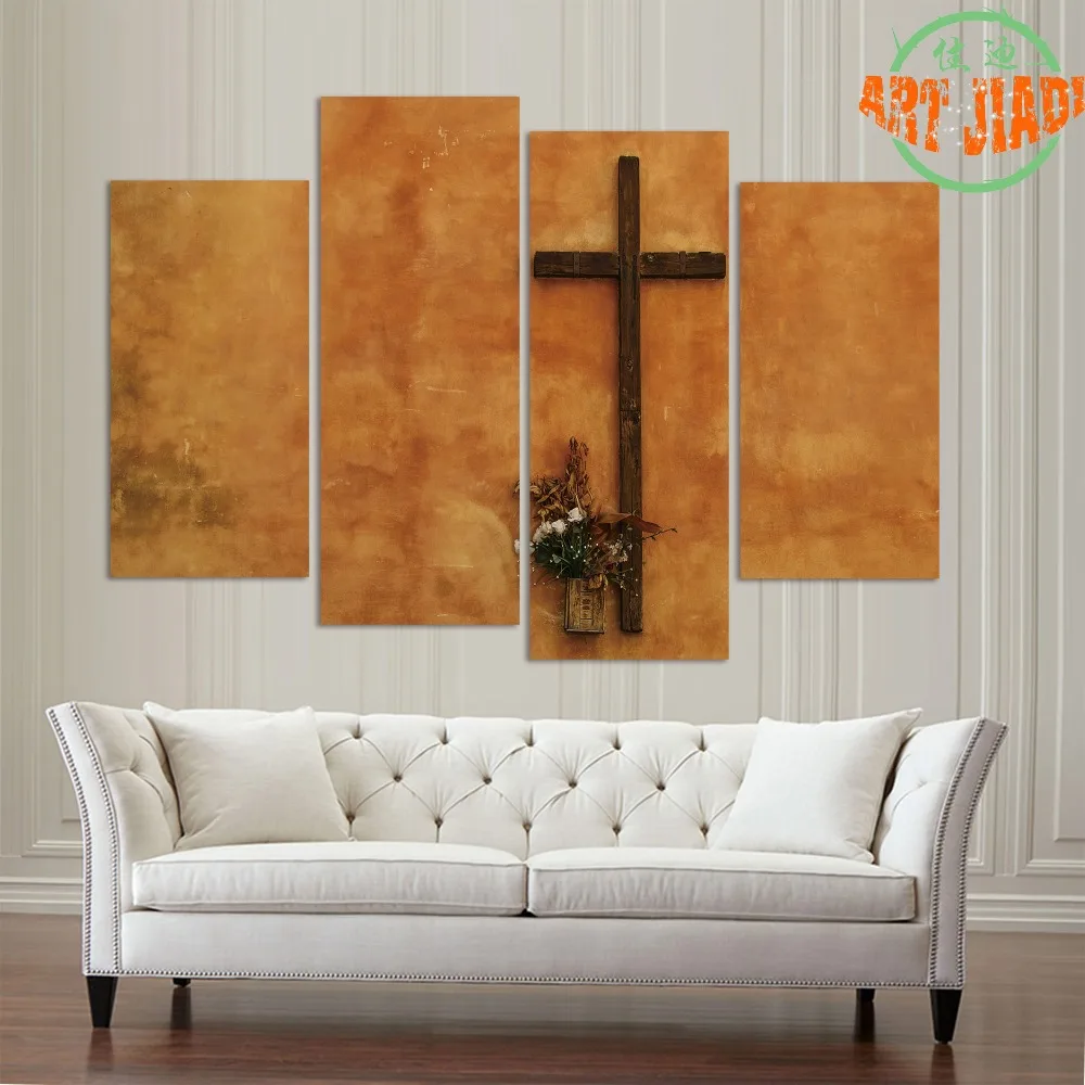 New 4 Pieces/set Canvas Art 4 Panels Catholic cross on the wall Canvas