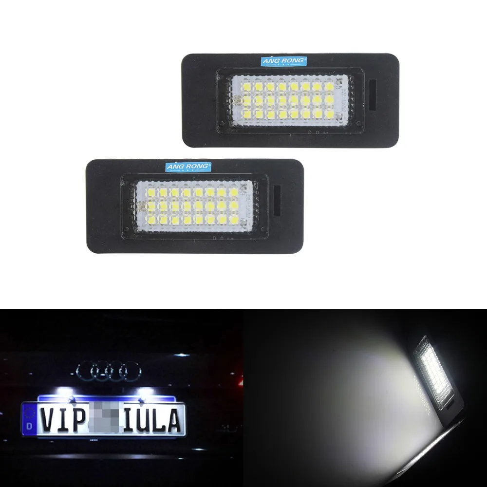 ANGRONG 2x18 SMD 3528 LED белый свет номерного знака для Audi TT Q5 A3 A4 A5 A6 A7 VW Golf MK6 Passat B6 Porsche Panamera |