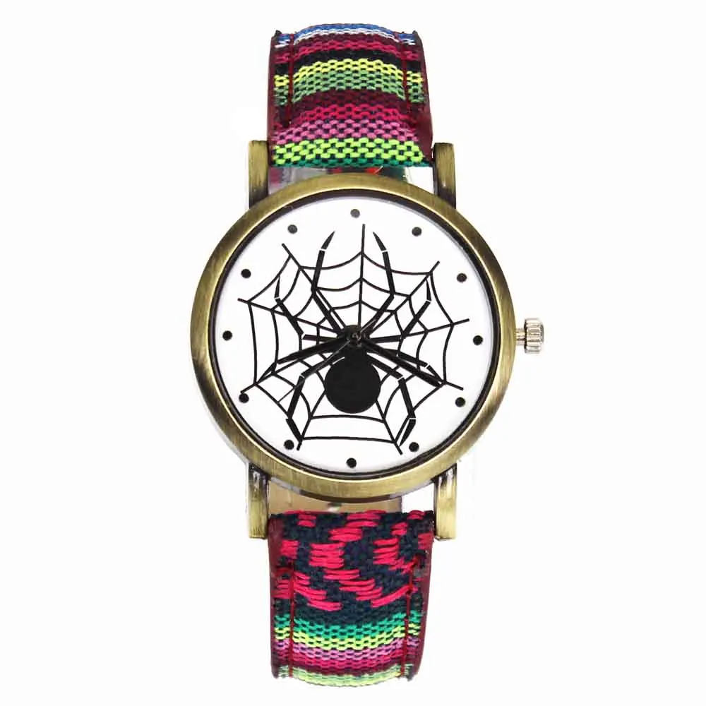 

Scary Black Spider Web Insect Design Military Camouflage Denim Strap Casual Sport Jewelry Quartz Wrist Watch