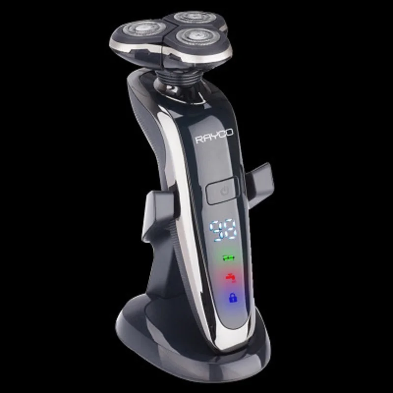 

Man Electric Shaver Razor for Men Head 3 Dry Wet Shaving Machine Washable Main-Sub Dual Blade Turbo beard trimmer LED display