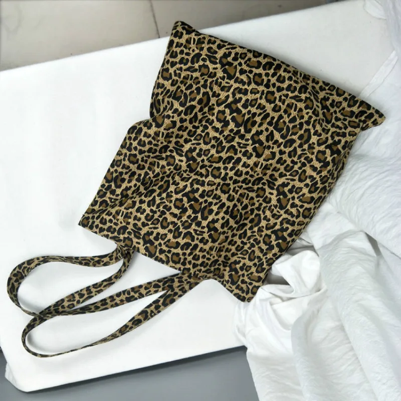 Леопардовый холст хозяйственная сумка большая емкость сумки Повседневная дорожные сумки