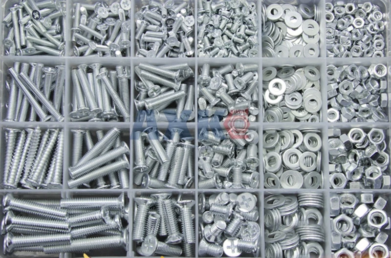

AXK DIY304 stainless steel boxed flat head Phillips countersunk head screw flat washer nut set M3M4M5M6