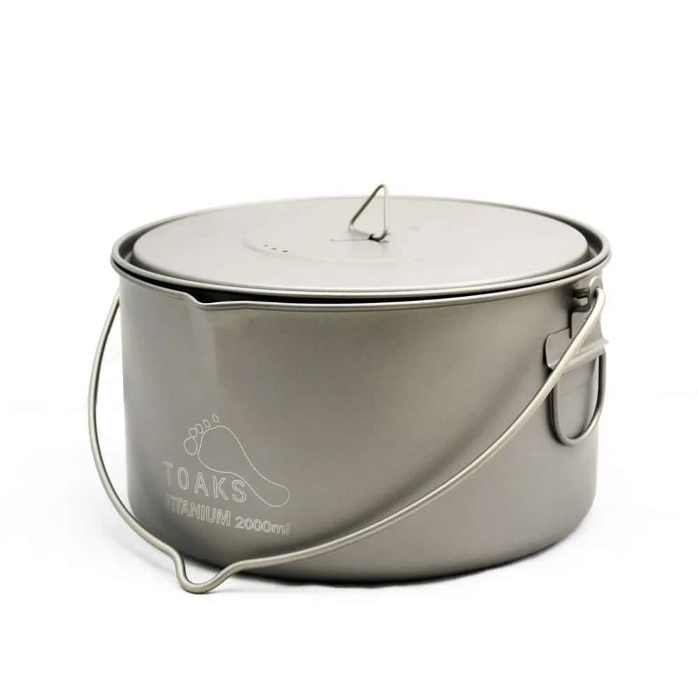 

TOAKS TITANIUM POT WITH BAIL HANDLE Outdoor Camping Pot Lightweight Equipment 750ml, 1100ml, 1300ml, 1600ml, 2000ml