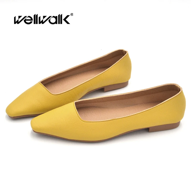 

Wellwalk Autumn Shoes Women PU Leather Flats Ladies Foldable Ballerinas Female Slip On Ballet Flats Summer Casual Moccasins