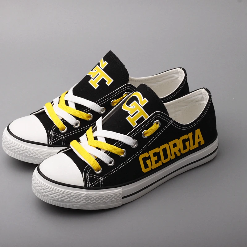 

America Georgia State Printed Canvas Shoes Low Top Black Oxford Shoes Men Tenis Espadrilles Custom Student Flats Chaussures