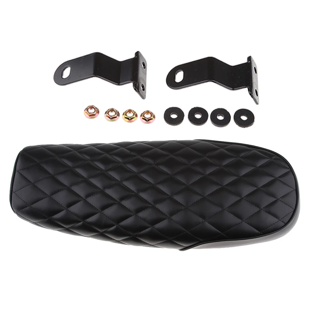 Black Motorcycle Cafe Racer Seat Flat Saddle for Vintage Street Bike Durable Waterproof High Quality