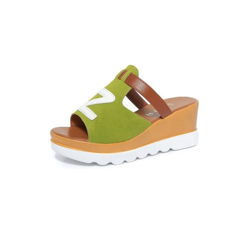 

Sequined Wedge Slippers Female Muffin thick-soled Sandals Slippers high-heeled Casual non-slip Shoes