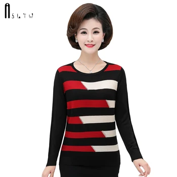 

ASLTW Stripe Sweater Woman Winter 2019 Casual Jumper Long Sleeve Pullover Pull Femme Plus Size Sweater Women