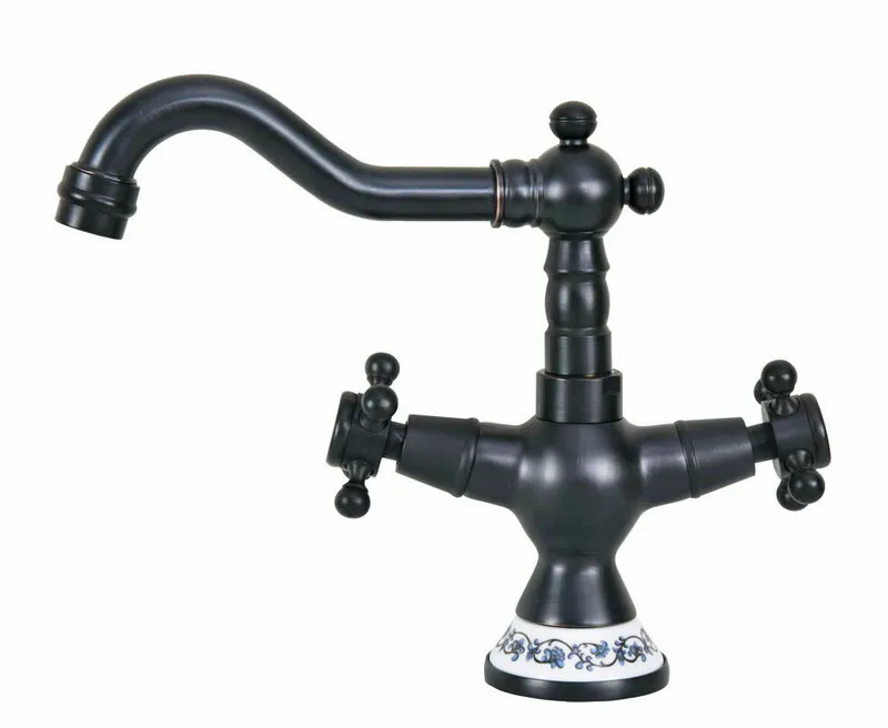 Black Oil Rubbed Bronze Ceramic Base Kitchen Wet Bar Bathroom Vessel Sink Faucet Single Hole Swivel Spout Mixer Tap anf645
