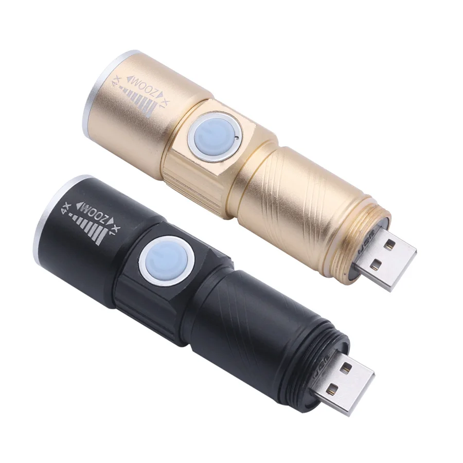 

10 PCS Mini USB Handy Powerful LED Flashlights Rechargeable Torch Waterproof usb Pocket LED Zoomable Lamp for Diving Camping