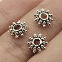 WYSIWYG для выведения токсинов, 40 шт 8x8x2 мм старинное серебро Spacer Бусины браслет шарма ювелирных изделий для изготовления круглых разделительных бусин Шарм Браслеты с подвесками