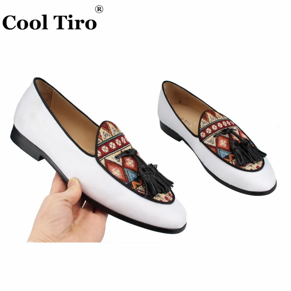 CANVAS LOAFERS WITH LEATHER TASSELS Ethnic style rough cotton (4)