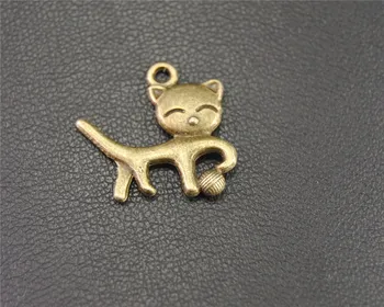 

30pcs Bronze Play Ball Kitten Charms Pendant DIY Necklace Bracelet Bangle Findings 19x19mm A1969