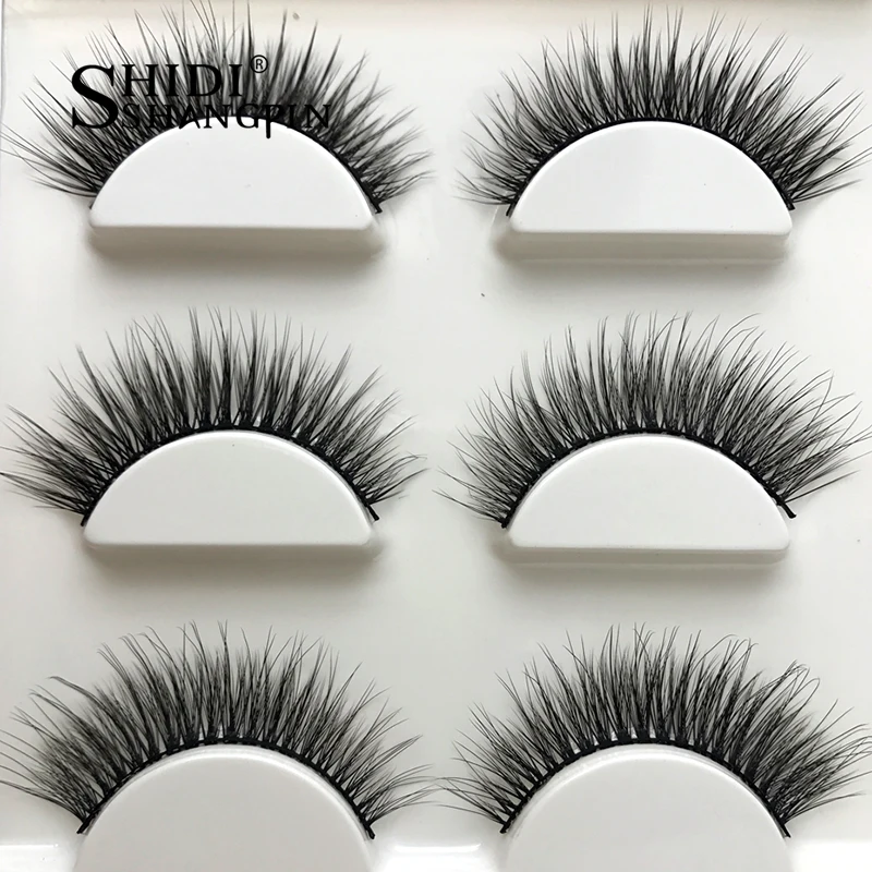 

Dolly Messy 3D False Eyelashes Wispy Sexy Professional Long Real Curved Mink Fur Eye Lashes Fake 3 Pairs/lot Faux Lash Extension