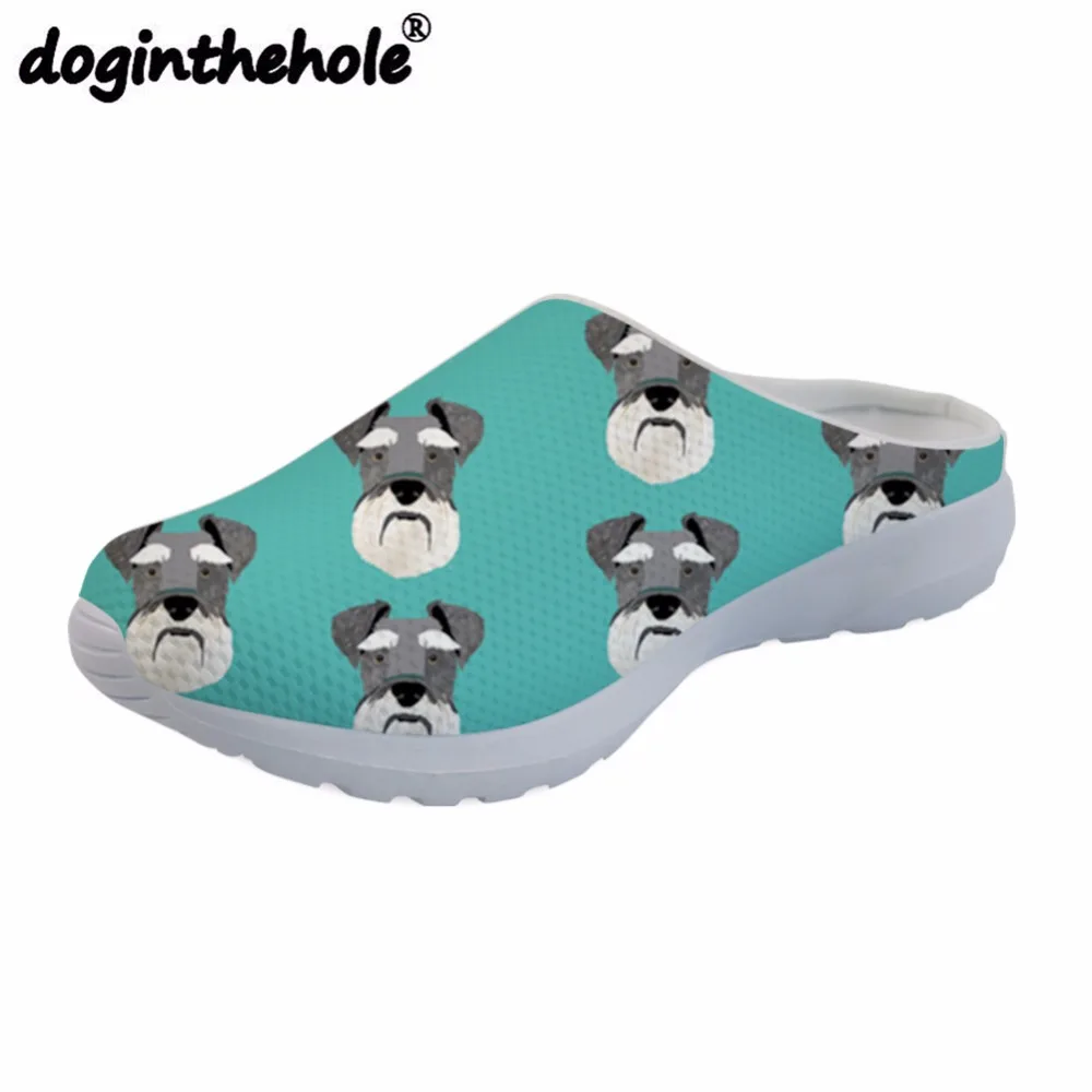 

doginthehole Sport Sandals Shoes 2018 Cute Schnauzer Printing Outdoor Slippers Sport Beach Women Shoes Lightweight Mesh Sneakers