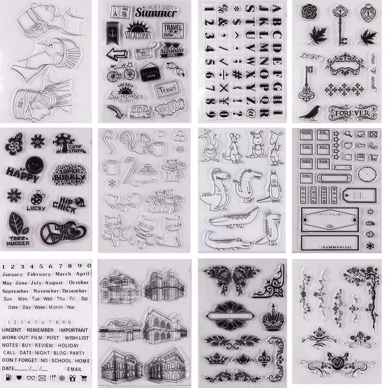 

Notebook sings keys lady lace corner Transparent Clear Stamp for DIY scrapbooking/photo album card making stationary supply