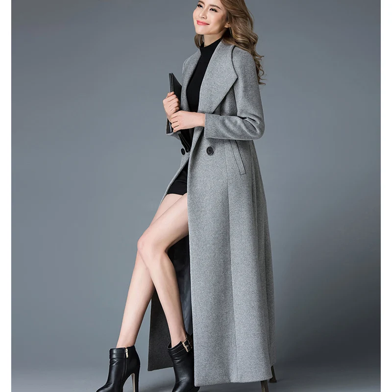 Новое зимнее женское кашемировое пальто модное шерстяное пальто темперамент тонкий толстый X-Long теплый большой размер тренчкот женский OK929