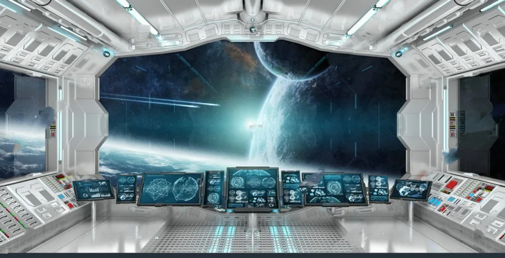 Us 18 0 Spaceship Interior With View On Space And Distant Planets System Photo Background Photography Backdrops Quality Vinyl In Background From