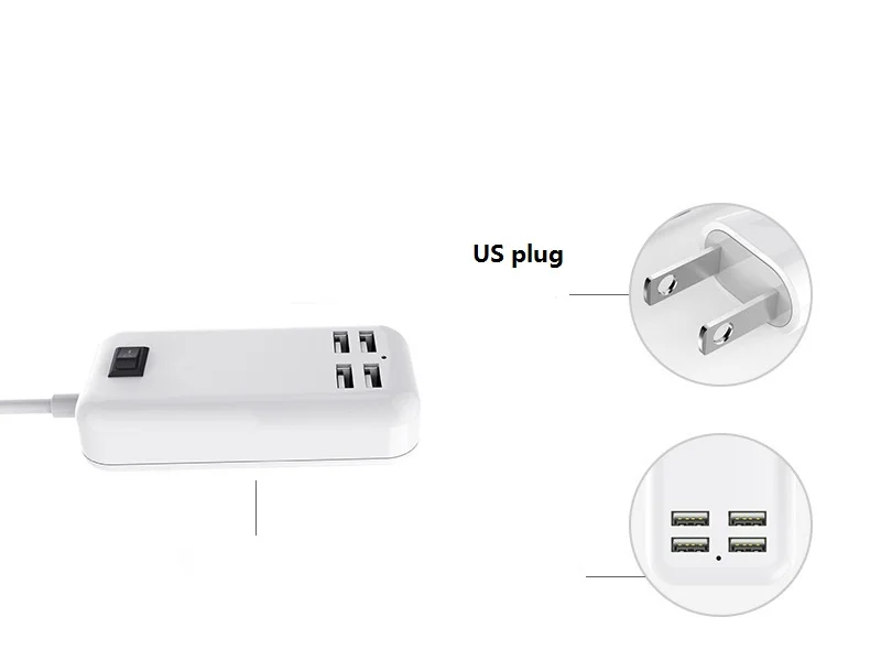 10 шт./партия, 4 usb-адаптера для зарядного устройства, электрические розетки для путешествий, штепсельная Вилка для США, ЕС, Великобритании, 5 В, 3 А, 4 порта, настенное зарядное устройство USB, быстрая зарядка
