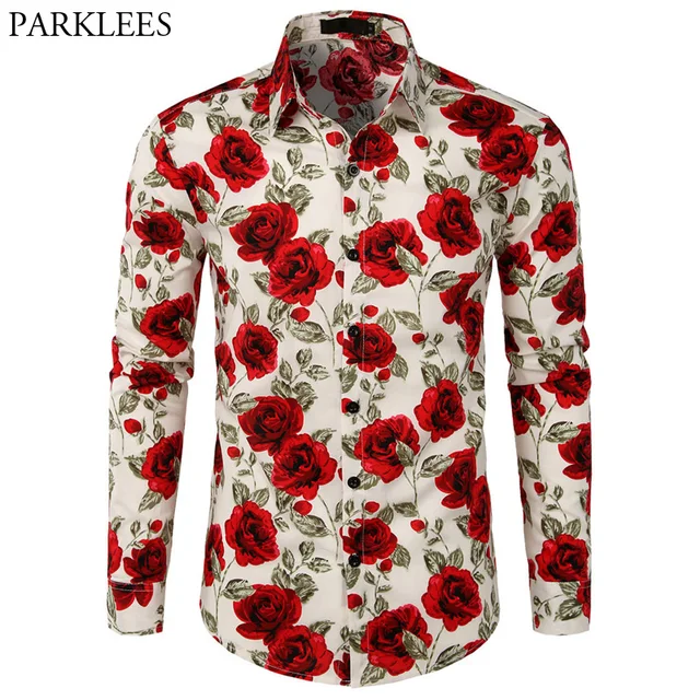 White dress shirt with roses Clearance