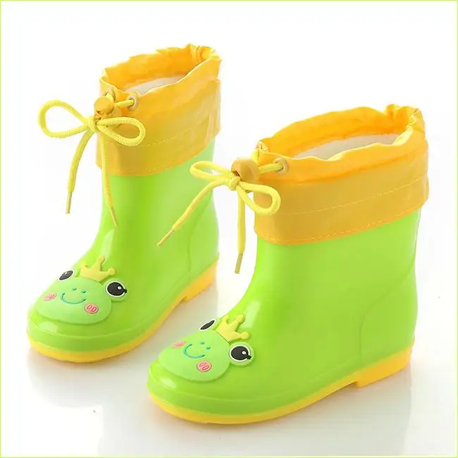 SKOEX детские резиновые сапоги с рисунком Дизайн детские резиновые сапоги для мальчиков и девочек Rainning малыша резиновая водонепроницаемая обувь теплые зимние - Цвет: A3085 green