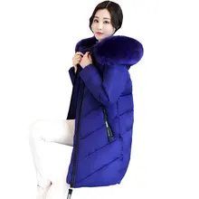Ukraina tebal Besar kerah Bulu musim dingin jaket wanita 2018 Baru 6XL Plus ukuran womens down jaket Parkas Berkerudung Mantel Panjang Perempuan 274