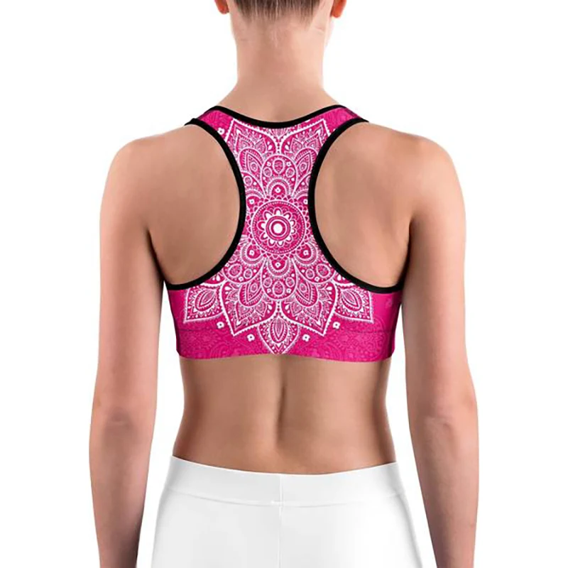 LI-FI Mandala Print Sports Bra High Stretch Breathable Top Fitness Women Padded for Running Yoga Gym Seamless Crop Bra Sport Bra