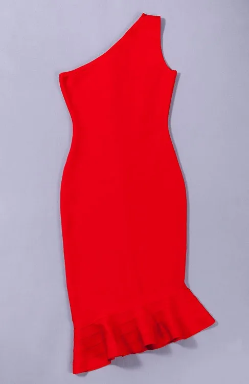 Новые популярные Для женщин пикантные одно плечо Труба Bodycon Белый Красное повязное платье элегантные женские район Бандажное платье+ костюм