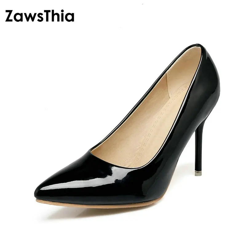

ZawsThia Women Pumps High Heels Shoes Green Stiletto Pointed Toe Woman Shoes Sexy Party Shoes Nude Heels for Women Plus Size 46