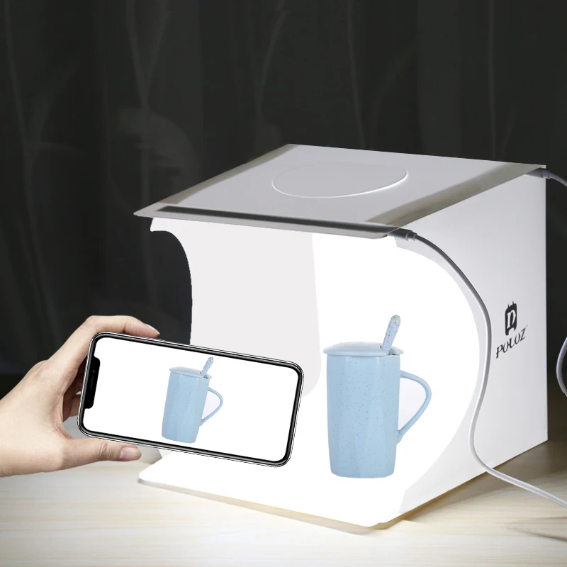 Baratos Mini Photo Studio plegable Lightbox fotografía Softbox 2 Panel luz LED caja suave Foto fondo Kit caja de luz para cámara DSLR
