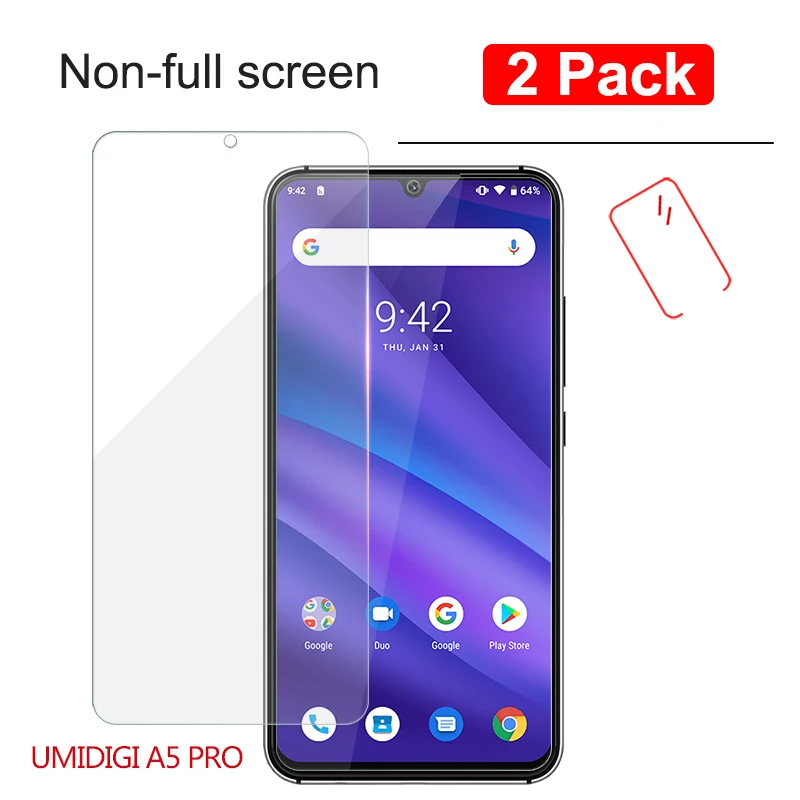 

2Pack For UMIDIGI A5 Pro Glass Screen Protector Non-full Cover Armor Tempered Glass For UMIDIGI A5 Pro Protective Film