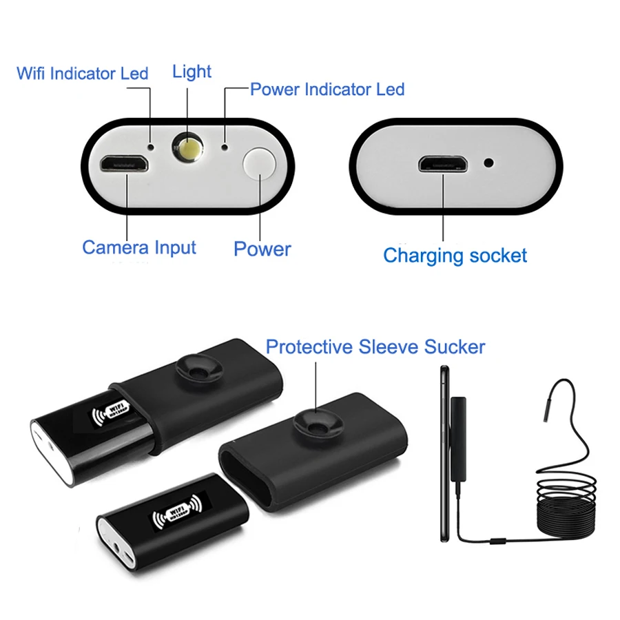 Беспроводной эндоскоп USB HD Wifi Borescope IP68 водостойкая Инспекционная камера с