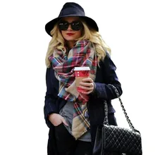 Winter Tartan Female Scarf Desigual Checkered Wool Blend New Designer Wrap Women Scarves Hot Sale Thicken Soft Shawls 4219B