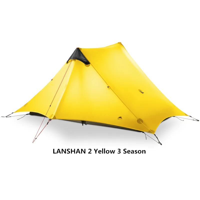 LanShan 2 3F UL GEAR 2 Person Oudoor Сверхлегкая палатка для кемпинга 4 сезона профессиональная 15D Silnylon Бесшумная палатка - Цвет: Yellow 2P 3 Season