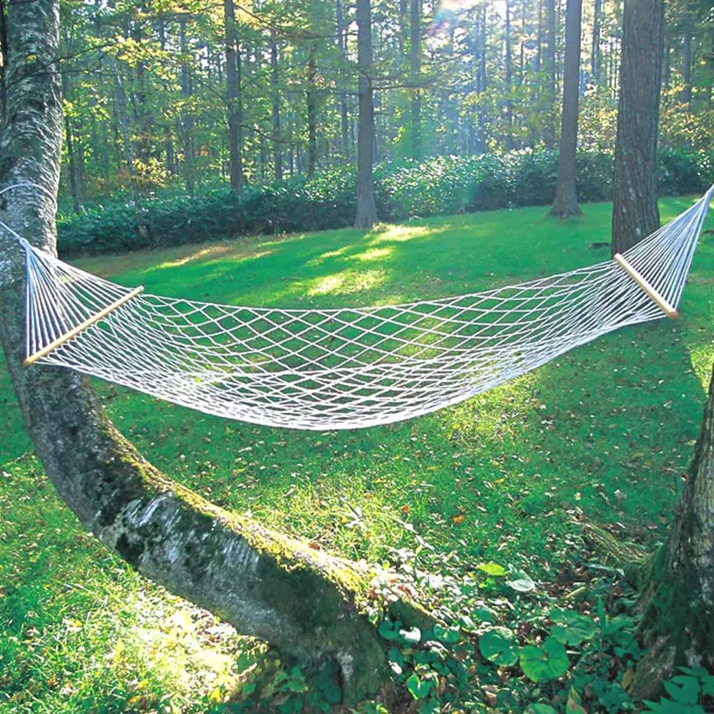 SZS Hot 59" Double Hammock 2 Person Patio Bed Nylon Rope Outdoor Netting Hanging Swingin