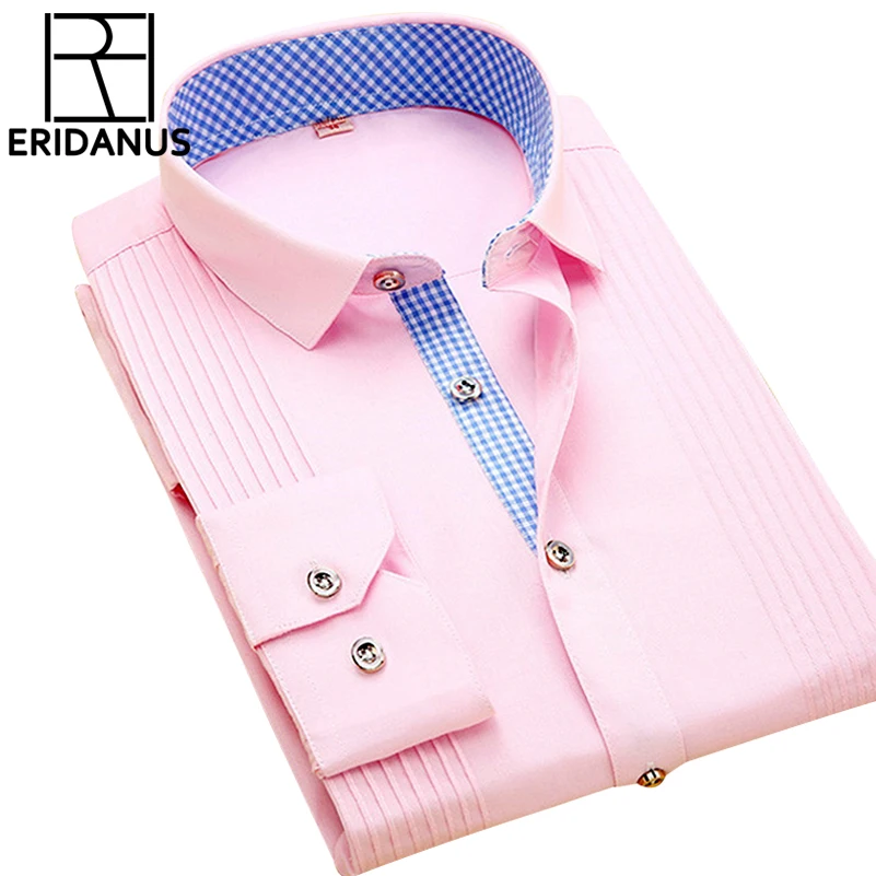 Goedkoop 2016 Lente Nieuwe Collectie Mannen Dress Shirts Hoge Kwaliteit Mannelijke Lange Mouw Drie Dimensionale Getrouwd Bruidegom Smoking Shirt S 4XL M024