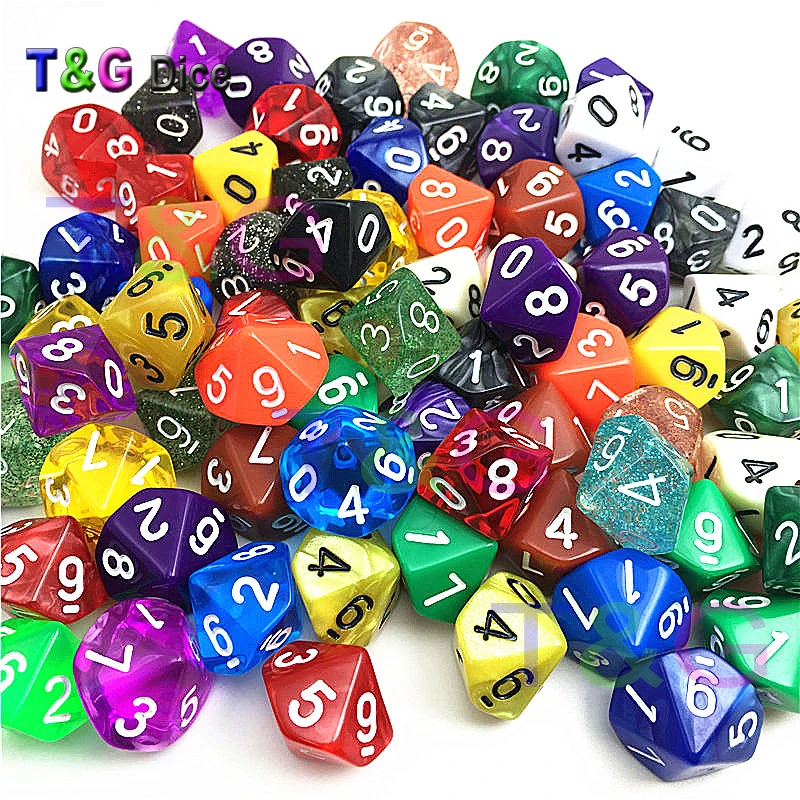 T & G разные боковые 10 шт./партия случайный цвет стиль D4 D6 D8 D10 D00 D12 D20 для игры в кости