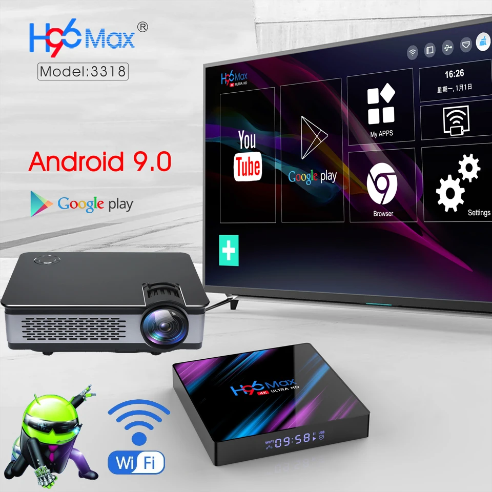 WZATCO CT580 реальный проектор Full HD 1080P 1920*1080 3800 люмен HDMI проектор для домашнего кинотеатра Android 9,0 проекторы проектор Wi-Fi ЖК-дисплей Proyector