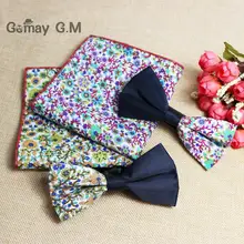 Хлопок жаккард Для мужчин лук галстук-бабочка платок хлопок платок носовой платок