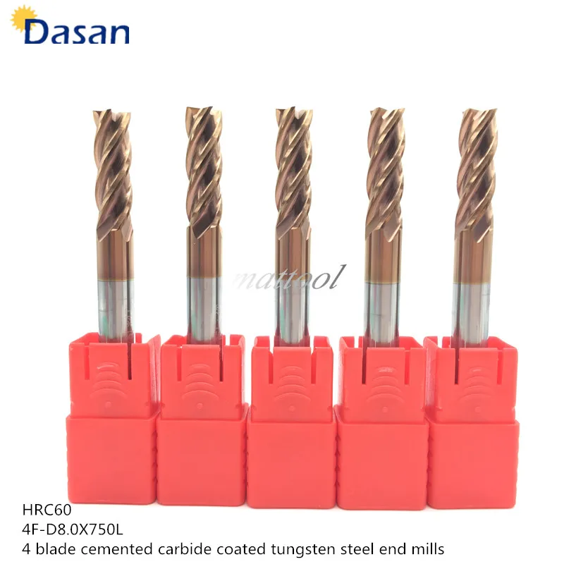 

10Pcs 8X75mm endmill 8mm 4FLlute Tungsten Steel Flat Milling Cutter Solid Carbide Coating CNC Machine Tool Cutting Tool Head