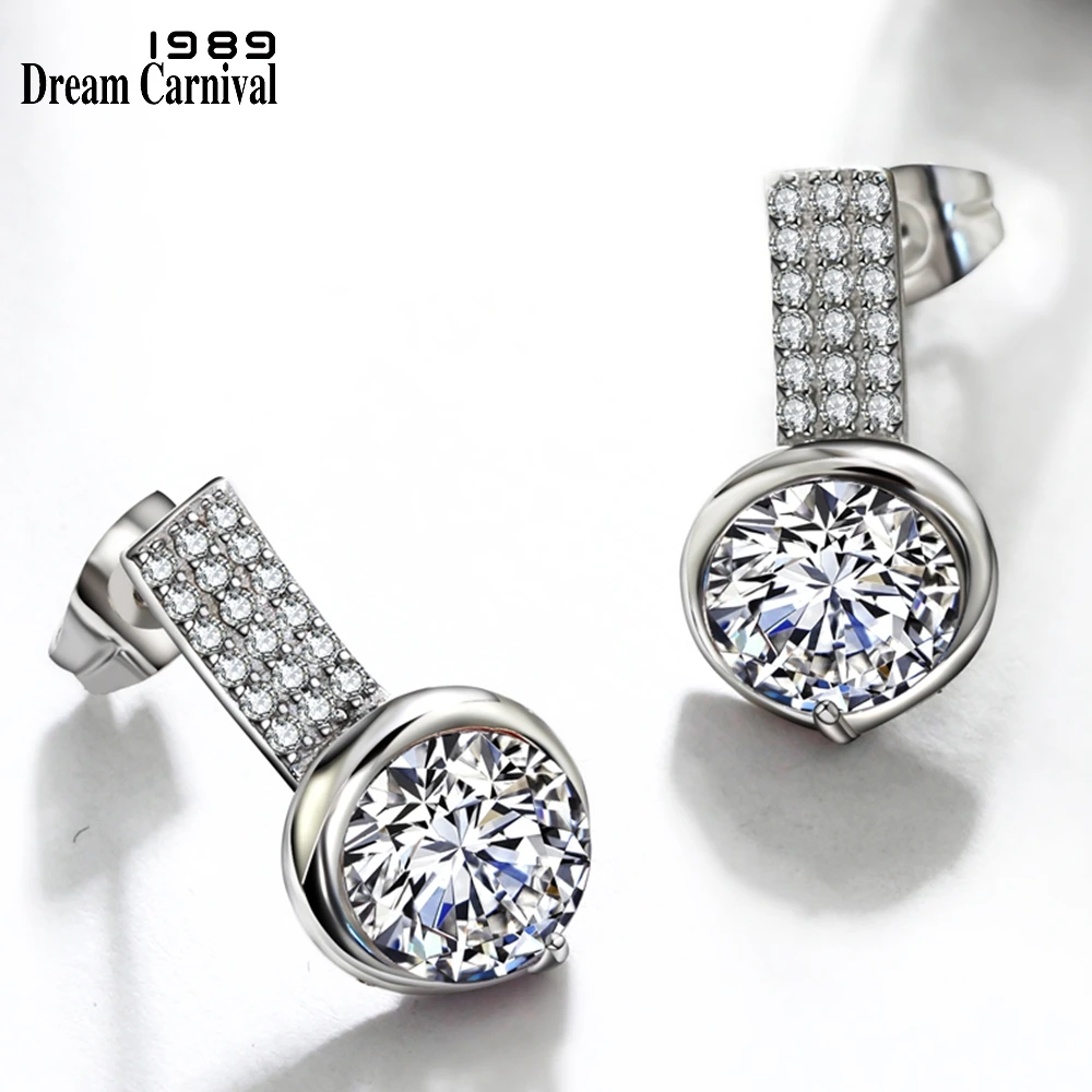 

DreamCarnival 1989 Real 925 Silver Earrings for Women Sparkling Cubic Zircon Drop Earings Party Fashion Jewelry ER01078