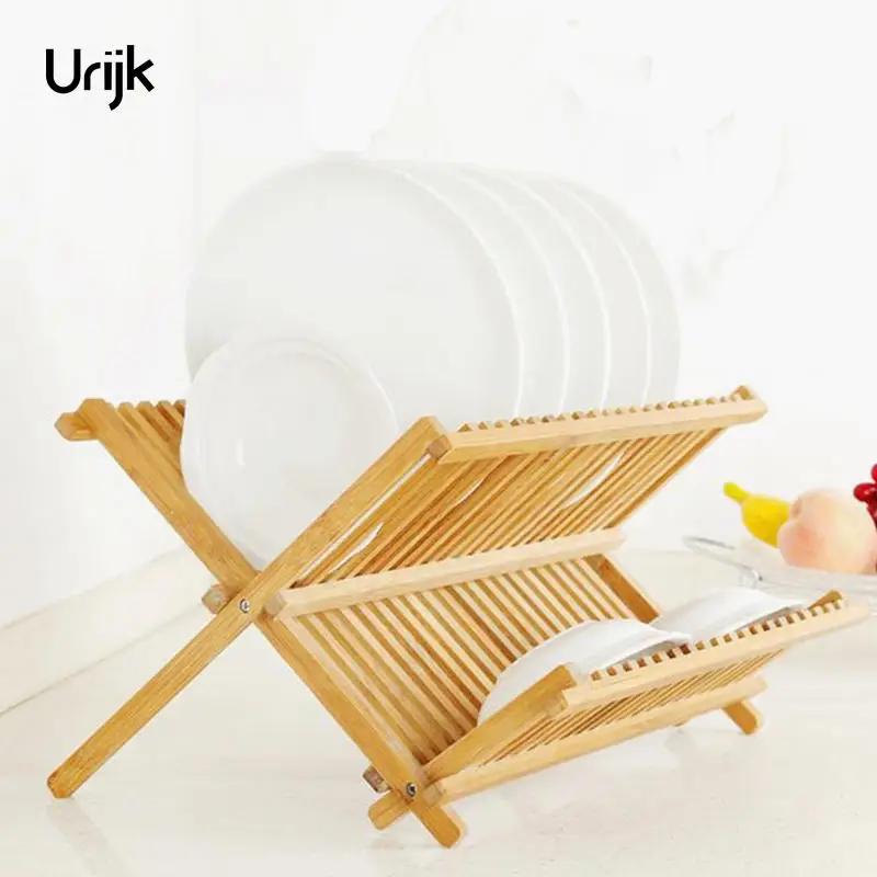 Urijk Wooden Drying Racks Storage Holders Kitchen Dishes Rack Drying