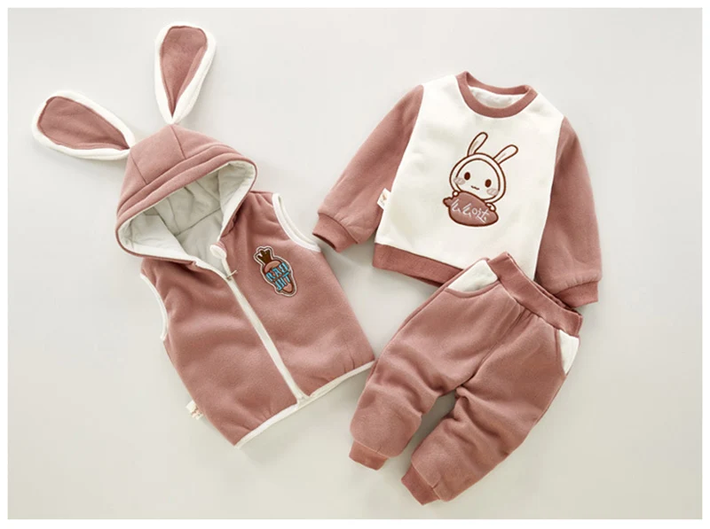 winter infant clothes baby boys girls clothes sets cute soft cotton suits vest+pants+sweater kids newborn outfits (2)