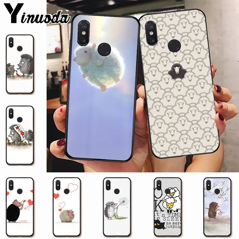 

Ynuoda hedgehog Sheep fashion design skin thin black cell Case for xiaomi mi 8se 6 note2 note3 redmi 5 plus note5 cover