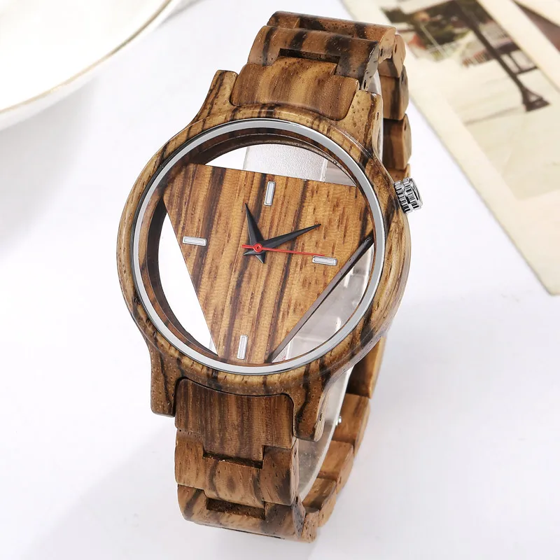 Кварцевые часы деревянные мужские часы Уникальный дизайн Топ Роскошный бренд деревянные бамбуковые спортивные наручные часы черное лицо Hodinky мужские женские - Цвет: W136