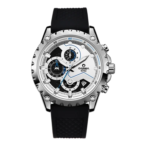 Мужские спортивные часы CASIMA с хронографом, мужские водонепроницаемые часы 100 м, очаровательные светящиеся военные армейские кварцевые наручные часы, часы Saat - Цвет: SiliconeWhite