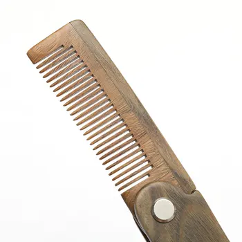 Natural Green Sandal wood Fold Comb Hair Comb For Men Beard Care  Anti-static Wooden Comb Hair Care Tools Hair Brush 1pc 5